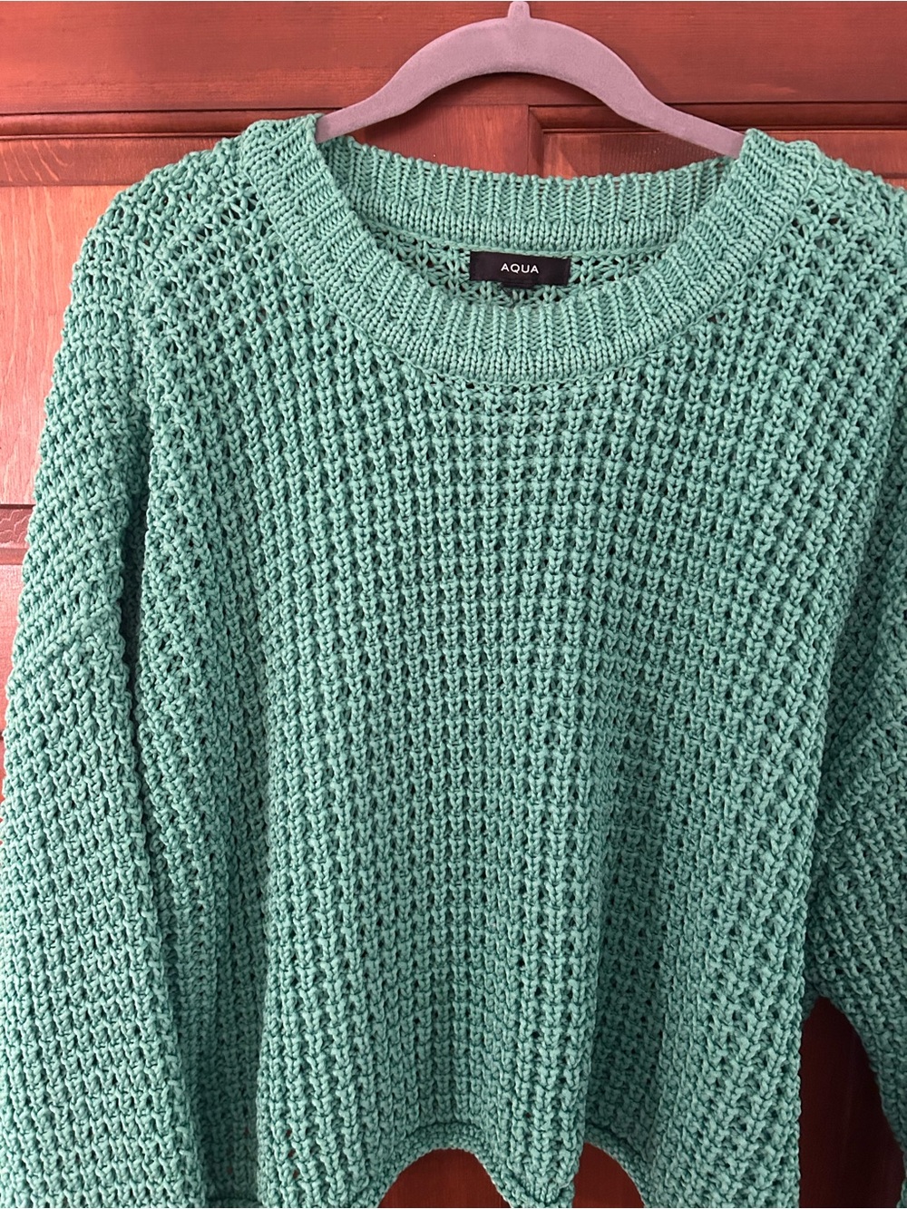Green Waffle-Knit Crewneck Sweater - Women - Picture 2 of 3